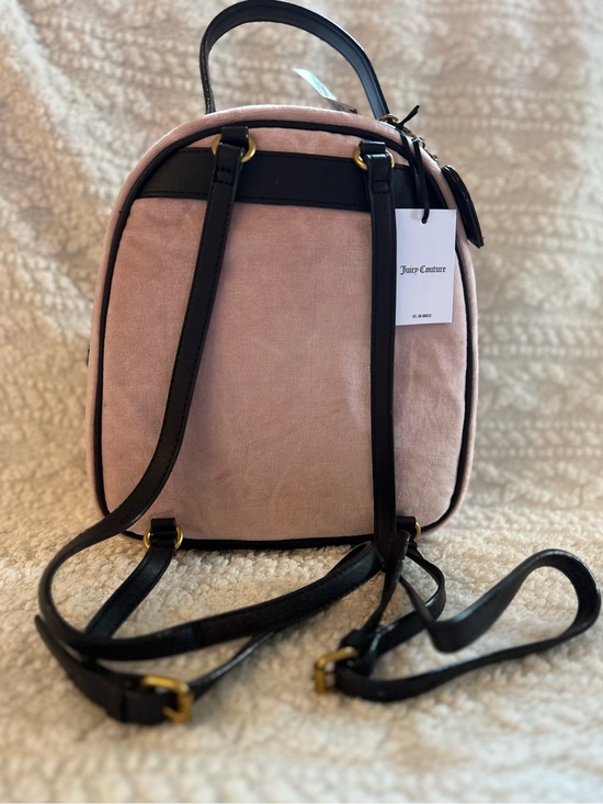 Juicy Couture Heritage Core Backpack Velour in Dusty Blush & Chocolate Brown Y2K main image 5